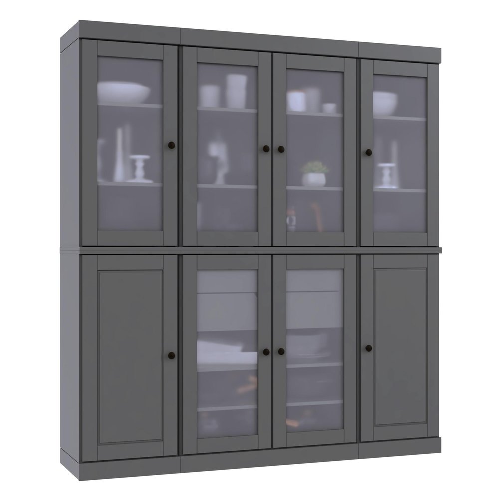 72" Gray Solid Wood 8 Two Drawer Pantry Or Storage Closet