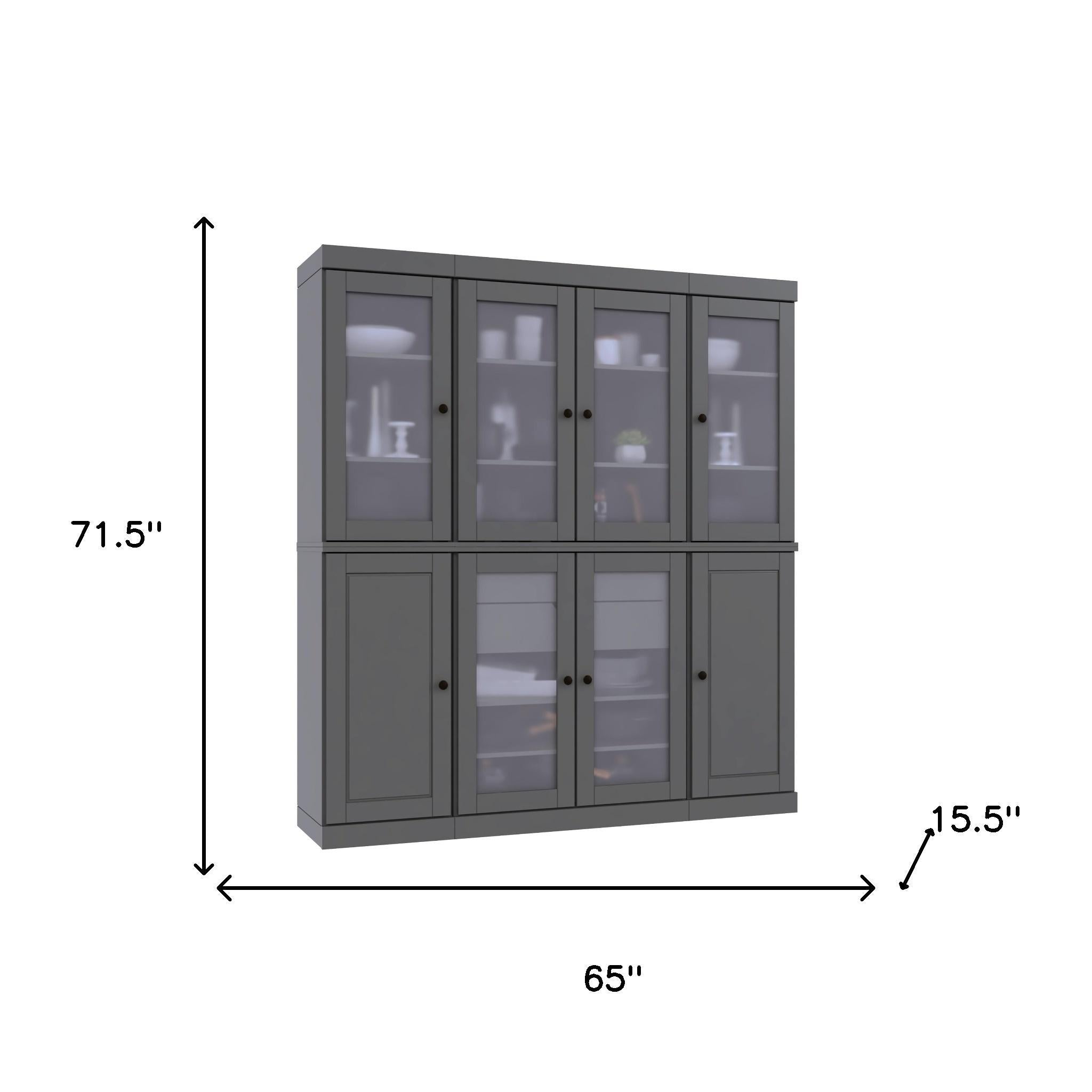 72" Gray Solid Wood 8 Two Drawer Pantry Or Storage Closet