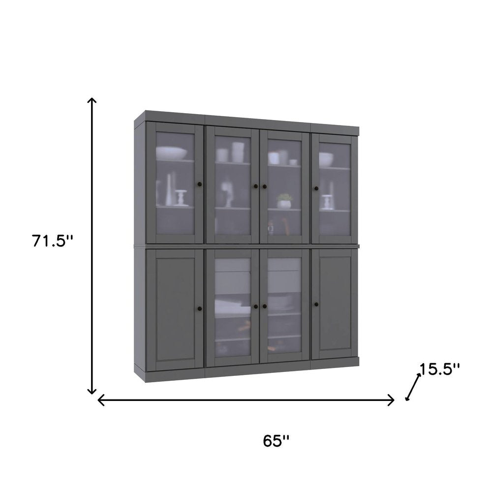 72" Gray Solid Wood 8 Two Drawer Pantry Or Storage Closet