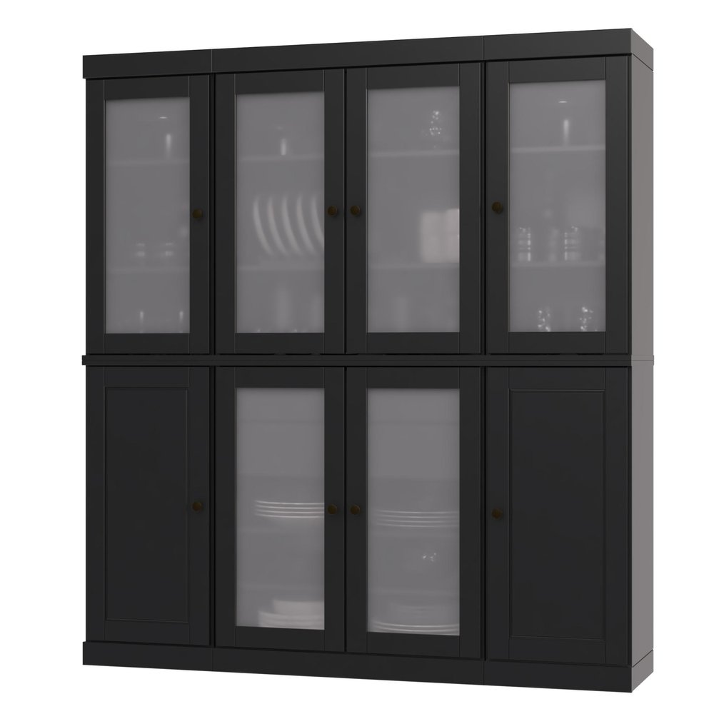 72" Black Solid Wood 8 Two Drawer Pantry Or Storage Closet