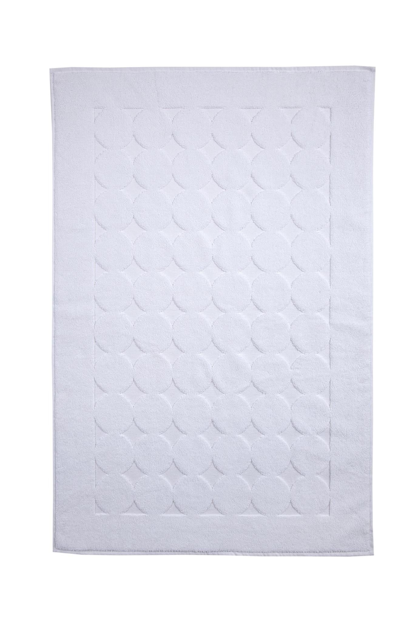 24" X 35" White Tone on Tone Polka Dot Turkish Cotton Bath Rug