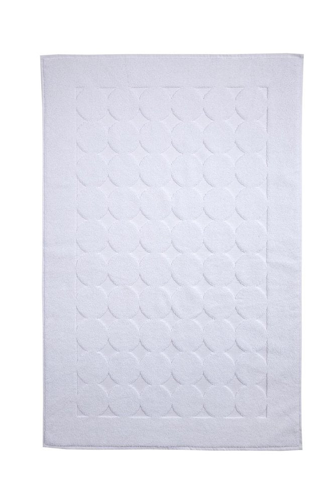 24" X 35" White Tone on Tone Polka Dot Turkish Cotton Bath Rug