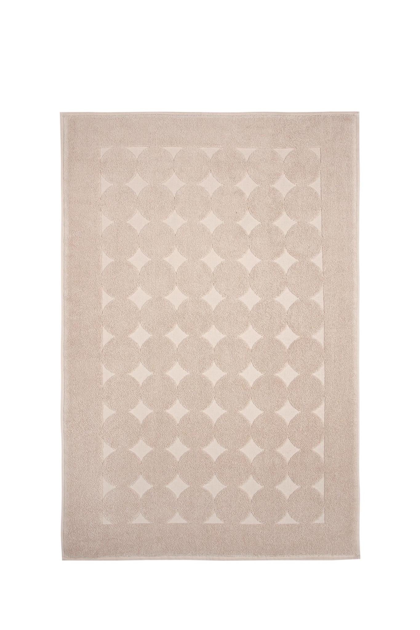24" X 35" Beige Tone on Tone Polka Dot Turkish Cotton Bath Rug