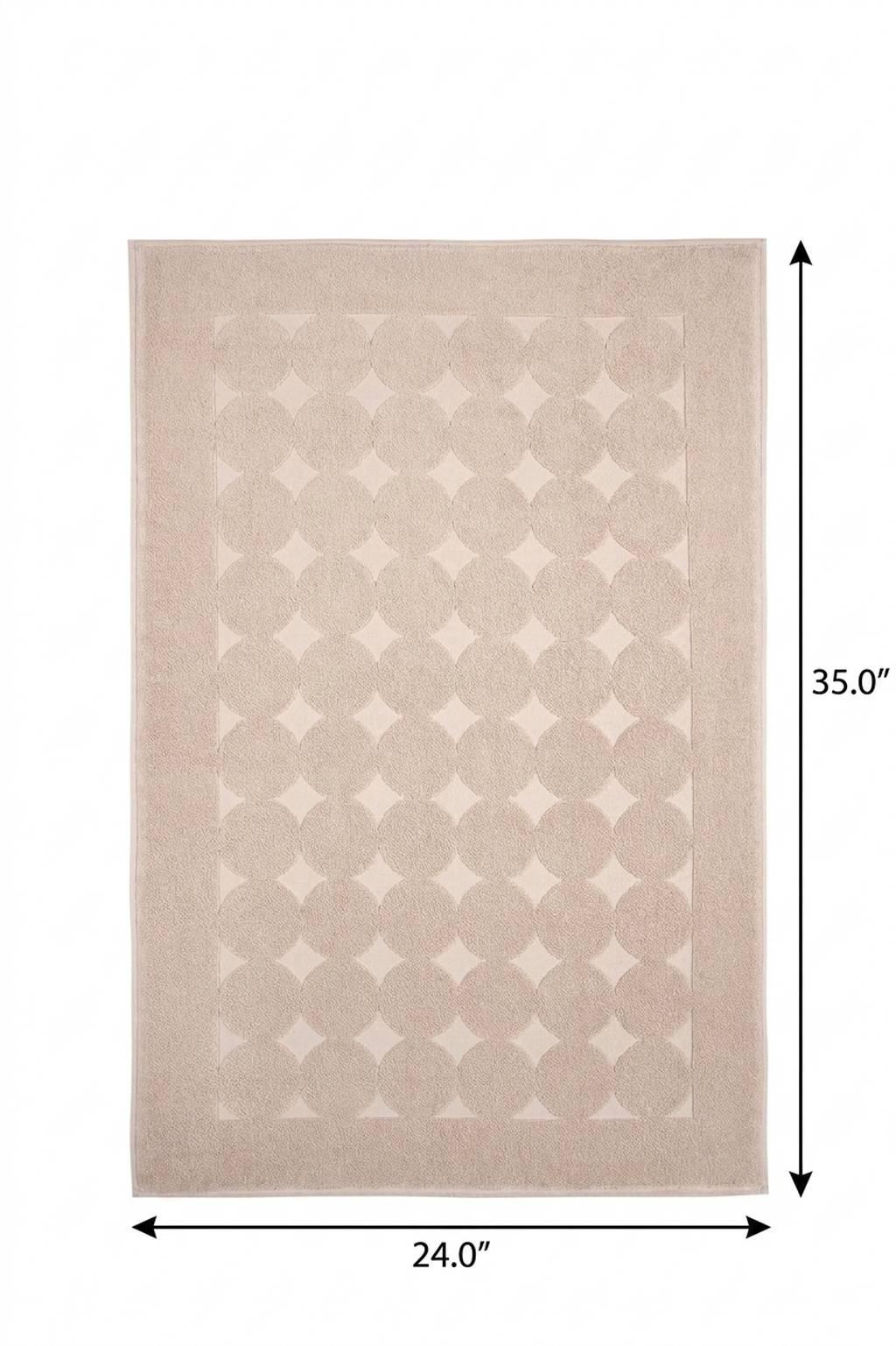 24" X 35" Beige Tone on Tone Polka Dot Turkish Cotton Bath Rug