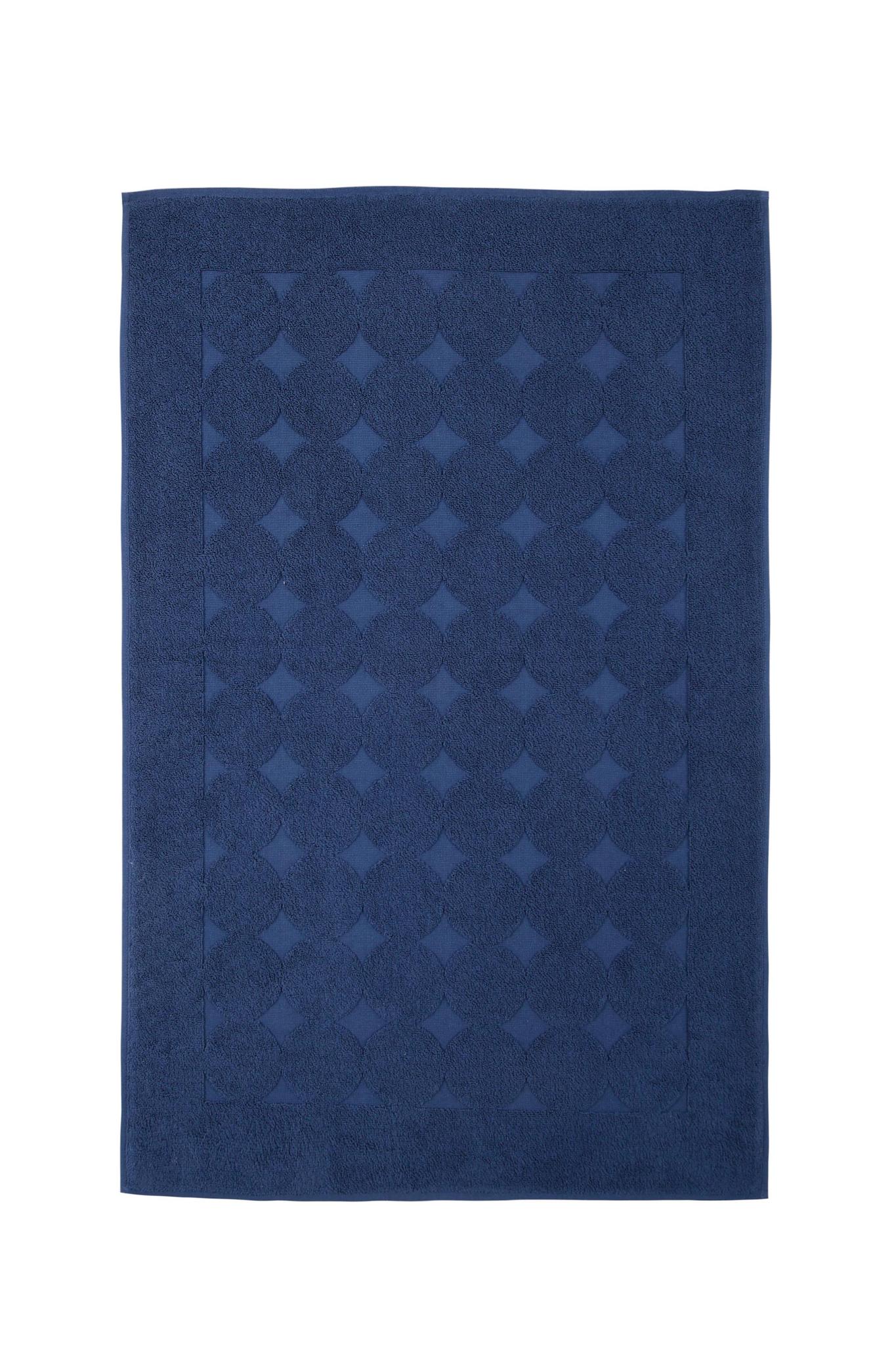 24" X 35" Navy Blue Tone on Tone Polka Dot Turkish Cotton Bath Rug