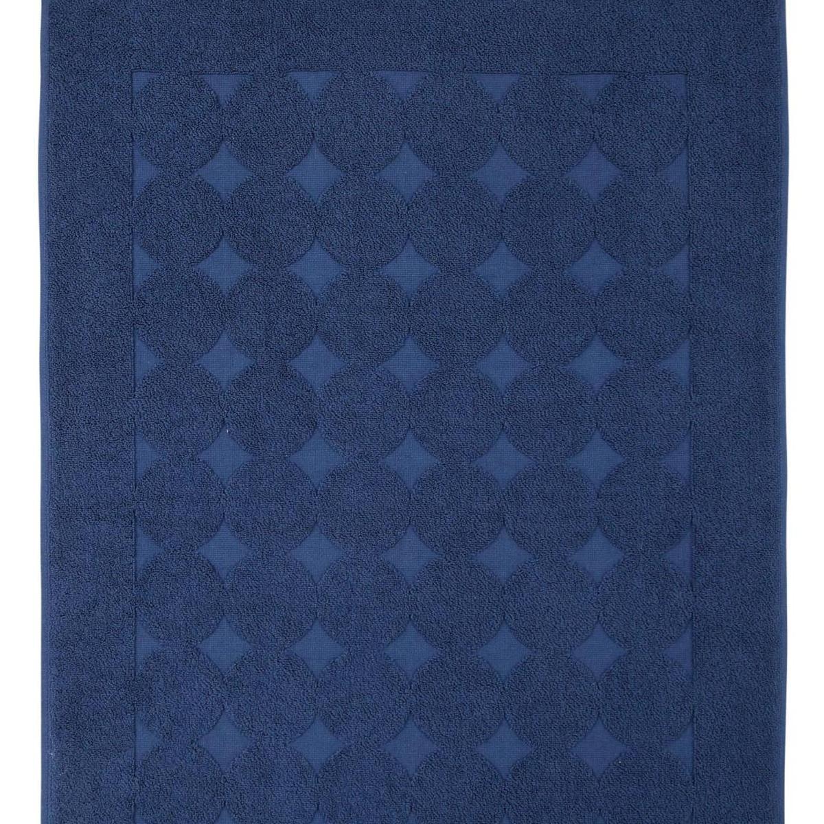24" X 35" Navy Blue Tone on Tone Polka Dot Turkish Cotton Bath Rug