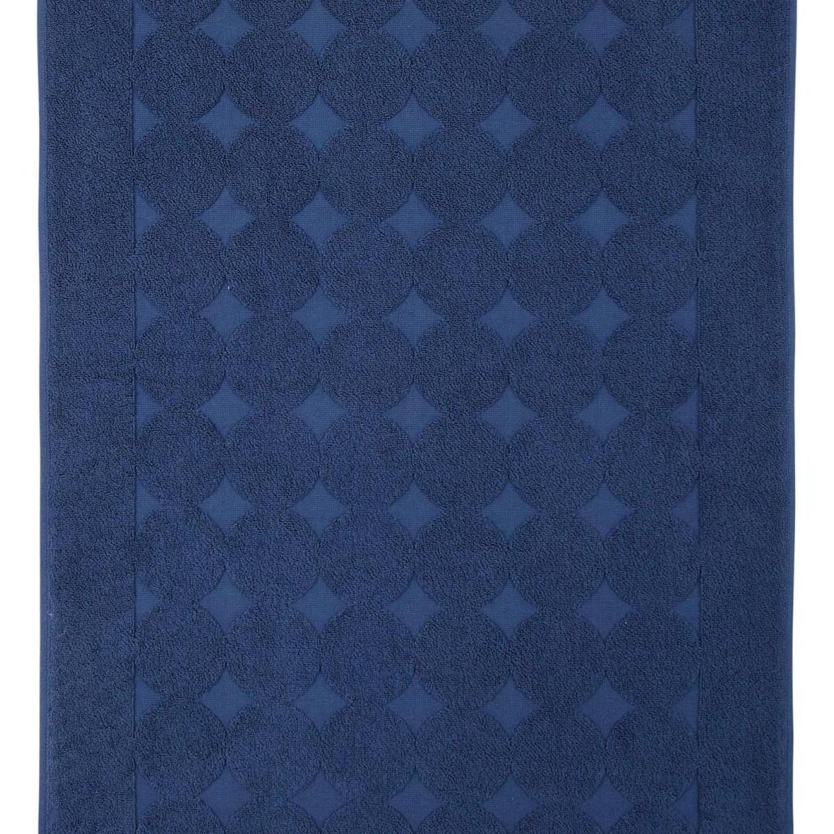 24" X 35" Navy Blue Tone on Tone Polka Dot Turkish Cotton Bath Rug