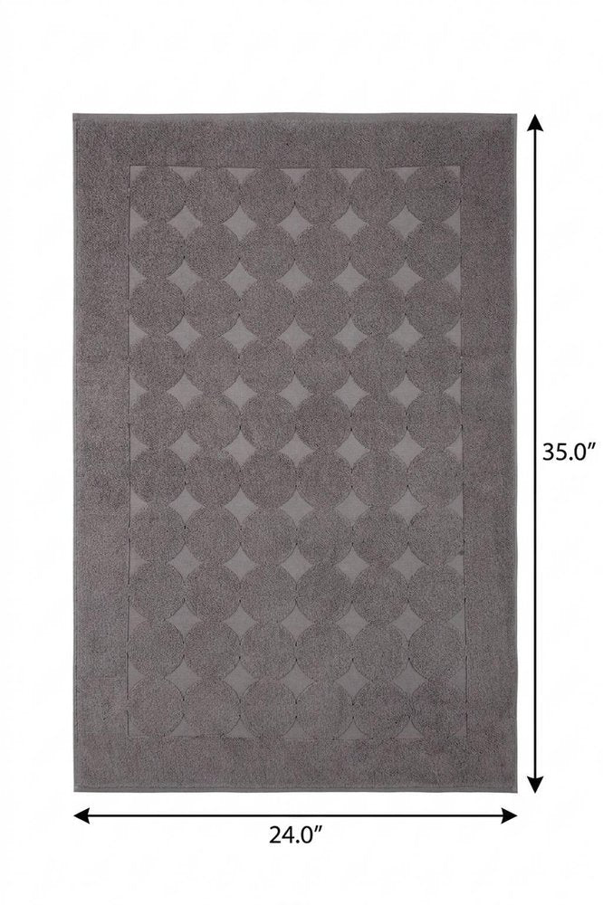 24" X 35" White Tone on Tone Polka Dot Turkish Cotton Bath Rug