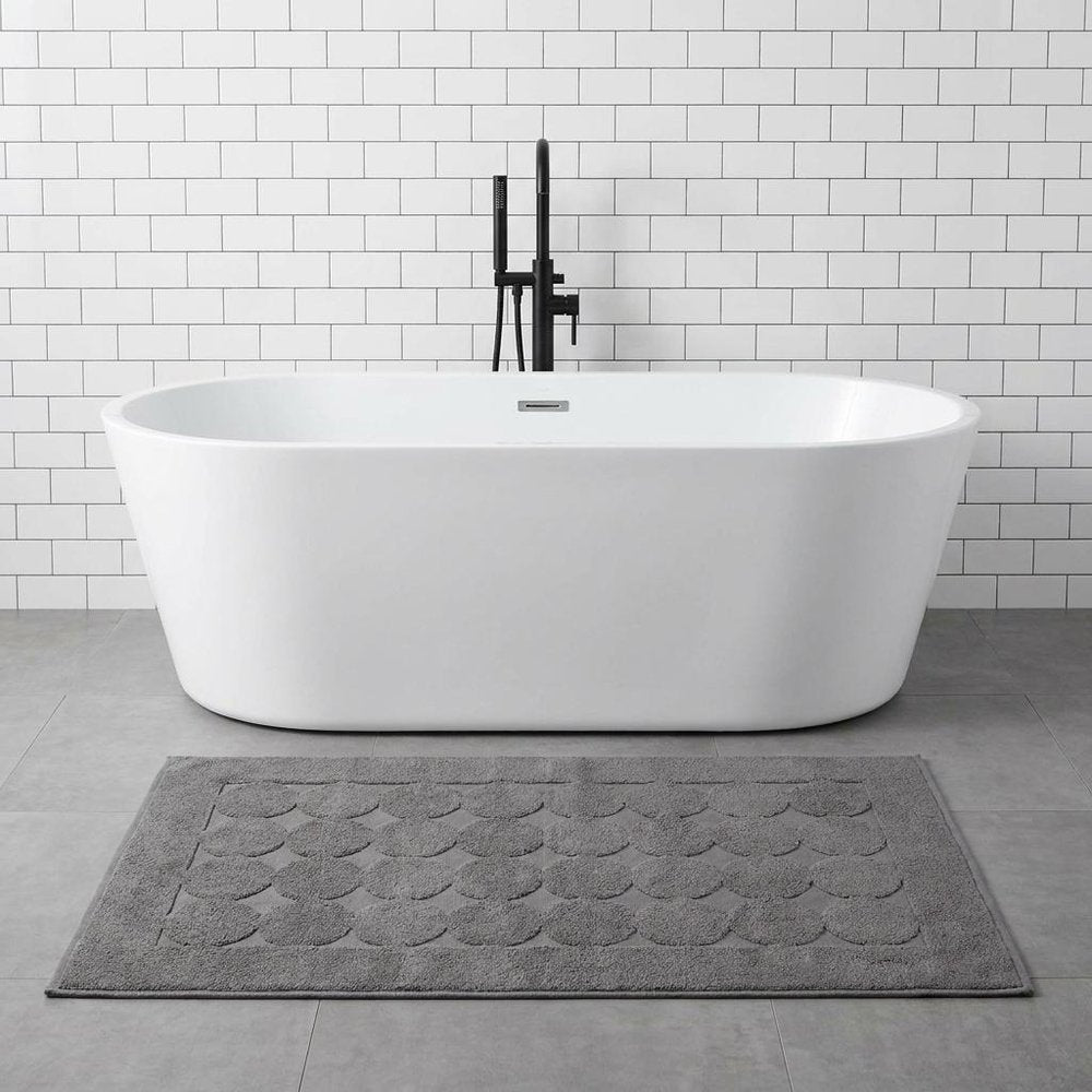 24" X 35" White Tone on Tone Polka Dot Turkish Cotton Bath Rug