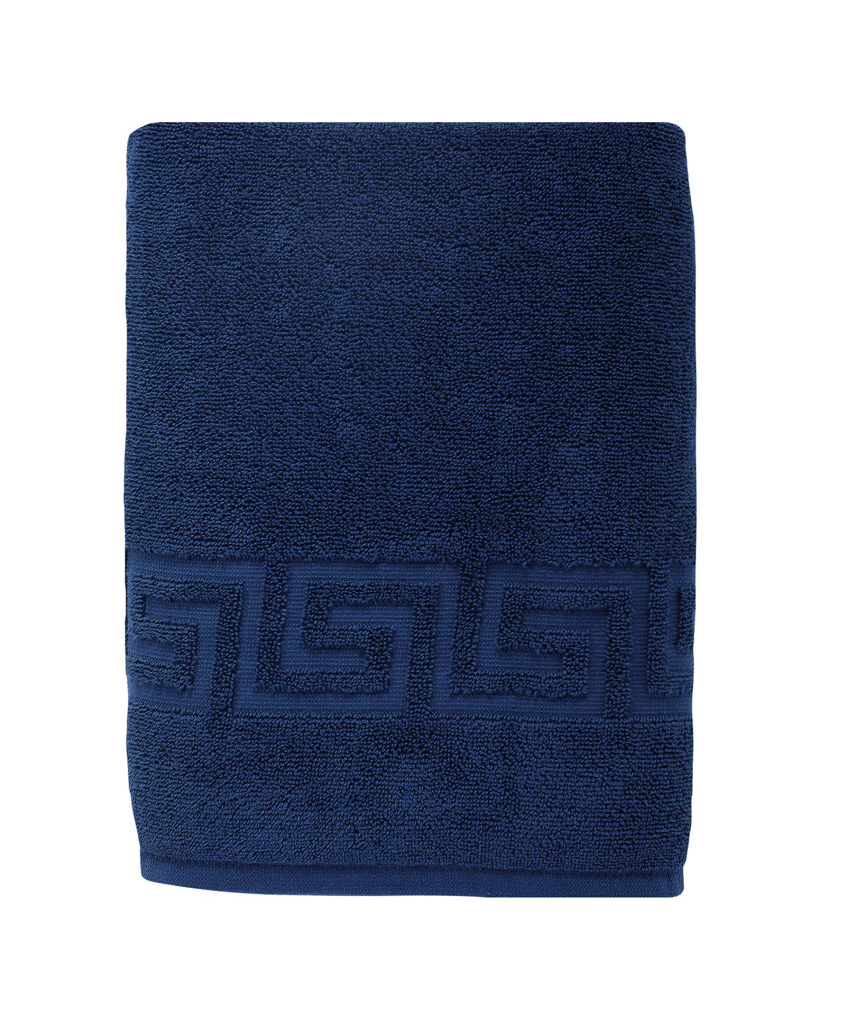 Navy Blue Greek Key Turkish Cotton 40" X 60" Bath Sheet