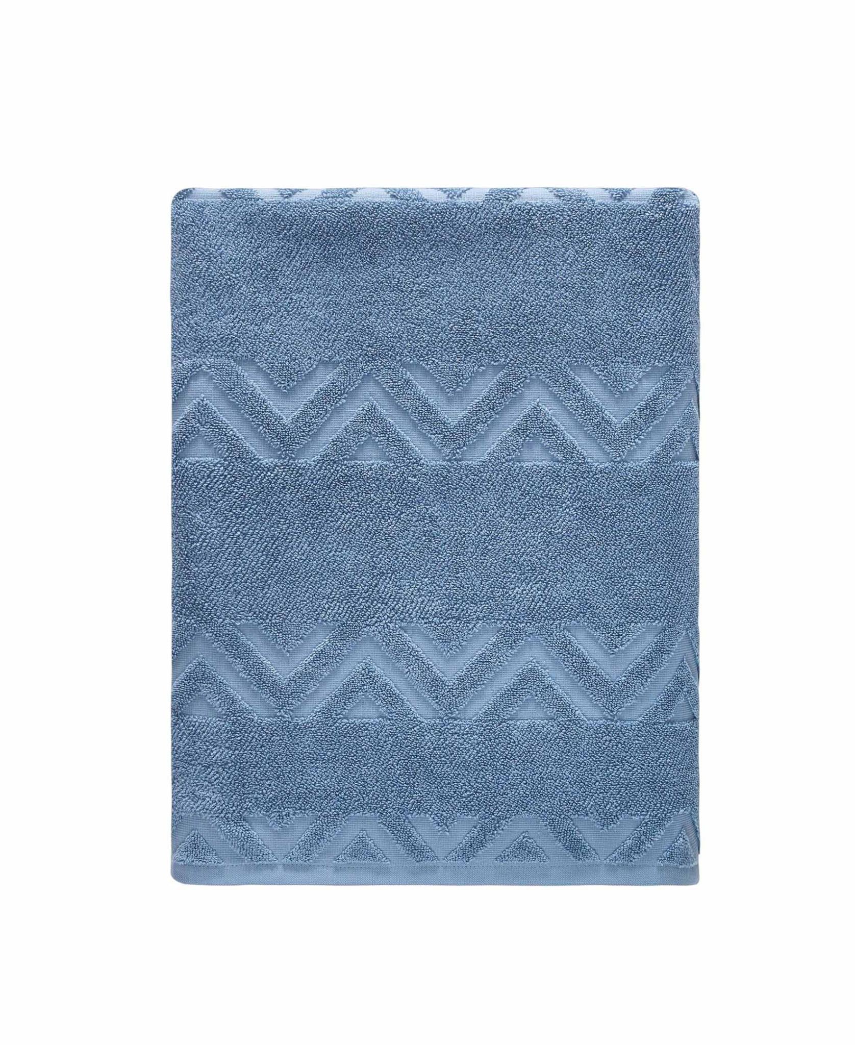 Navy Blue Jacquard Turkish Cotton 40" X 70" Chevron Bath Sheet
