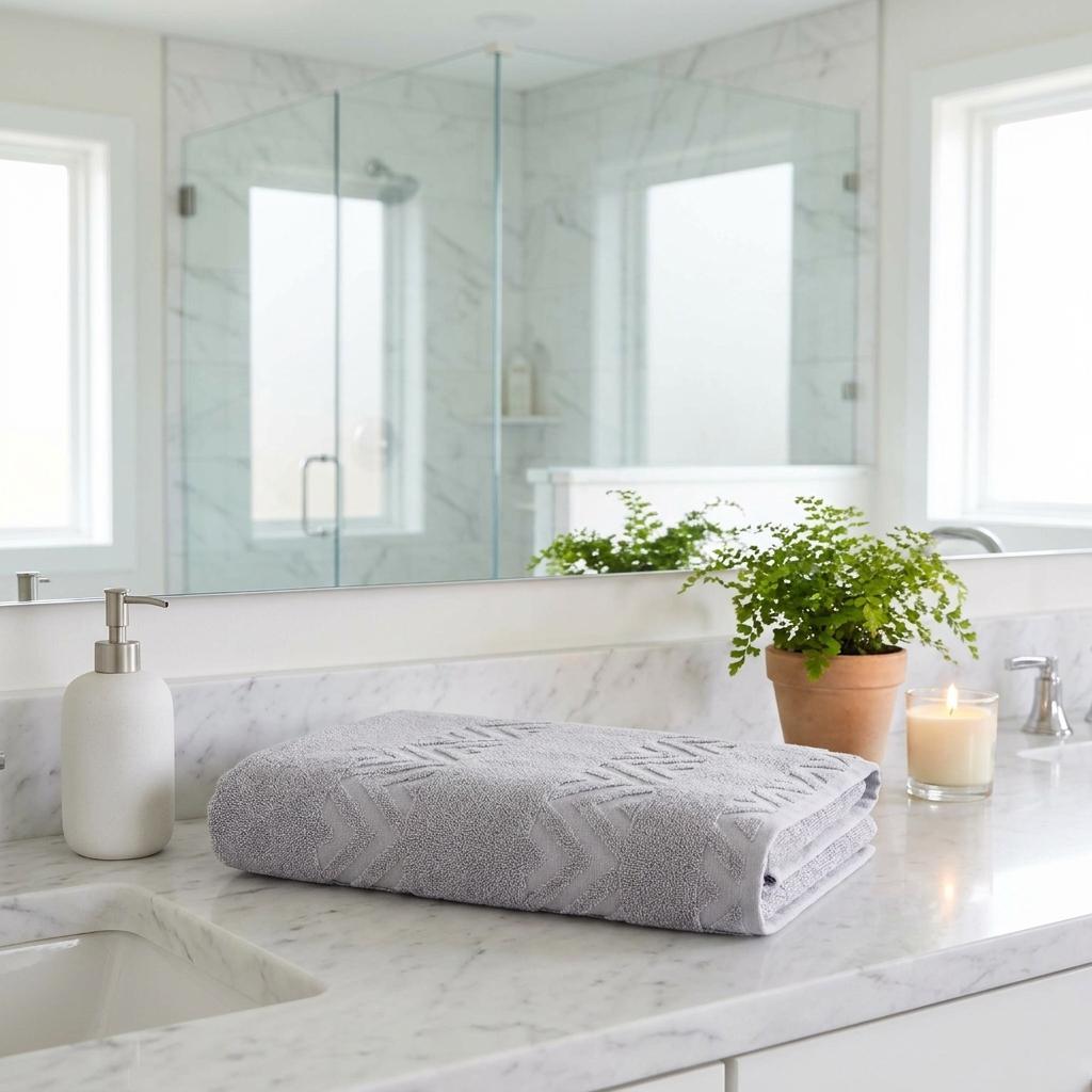 Light Gray Jacquard Turkish Cotton 40" X 70" Bath Sheet