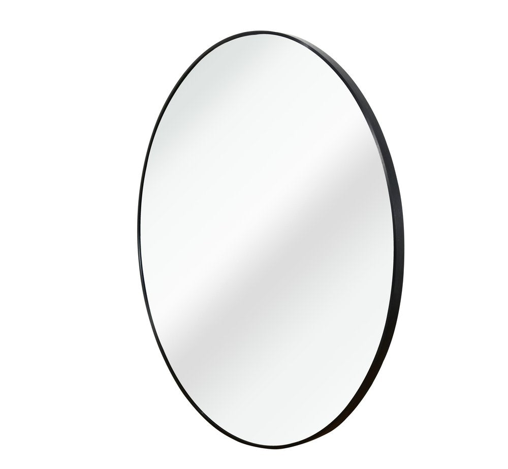 16" Black Aluminum Round Framed Bathroom Vanity Mirror