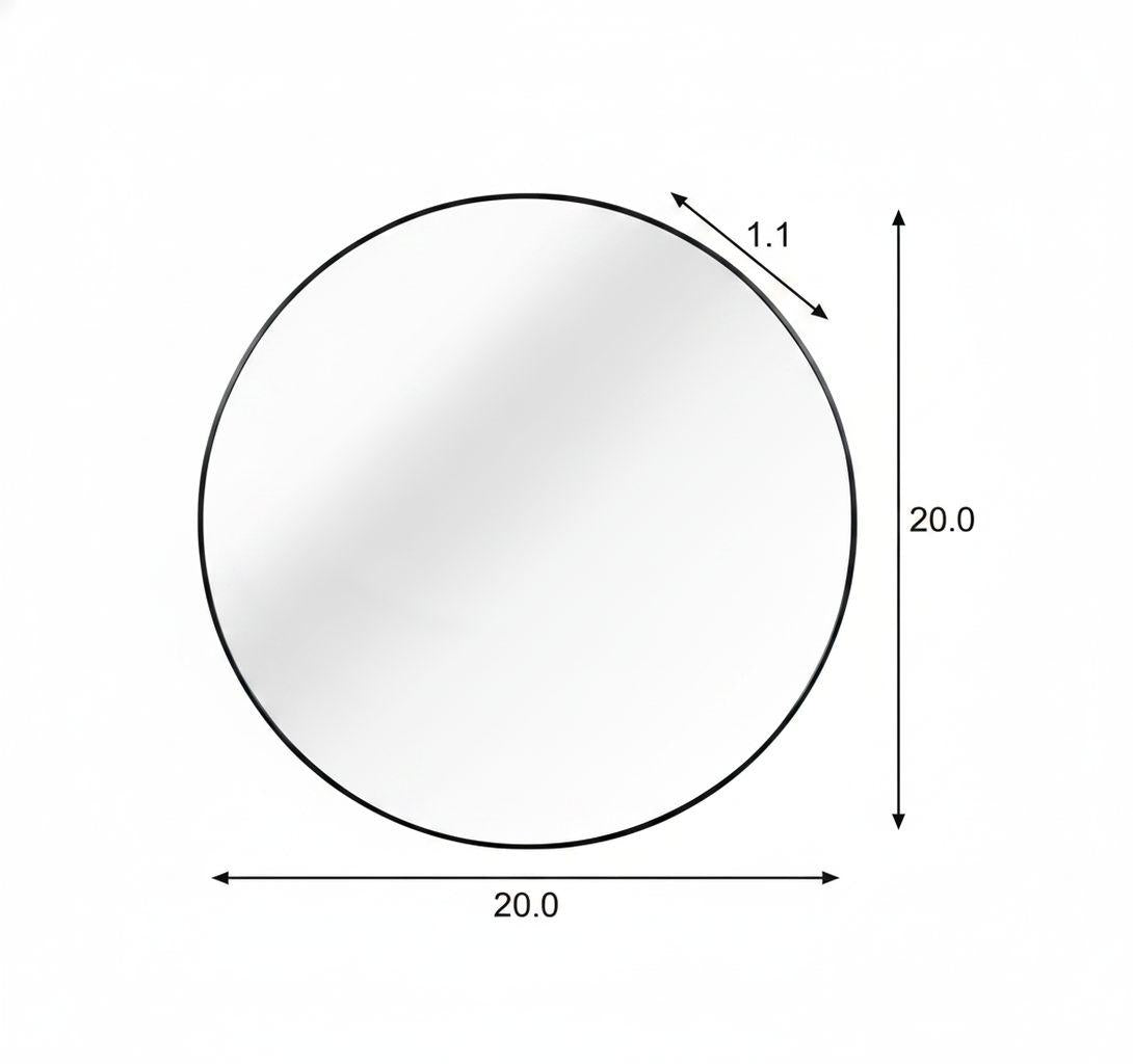 20" Black Aluminum Round Framed Bathroom Vanity Mirror