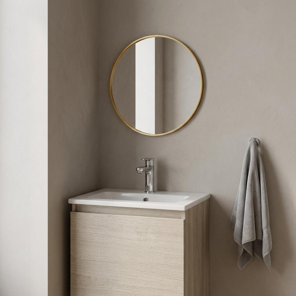 16" Gold Aluminum Round Framed Bathroom Vanity Mirror