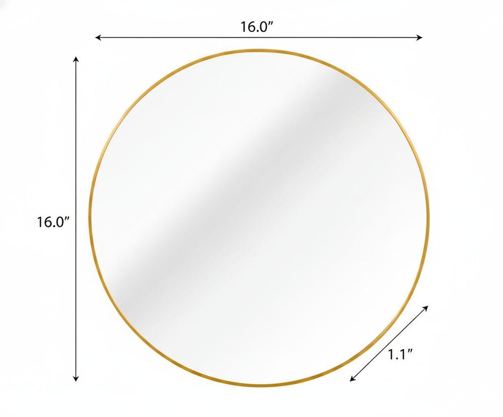 16" Black Aluminum Round Framed Bathroom Vanity Mirror