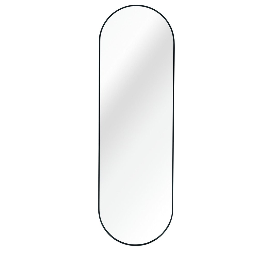 63" Black Aluminum Oval Framed Full Length Hanging Mirror