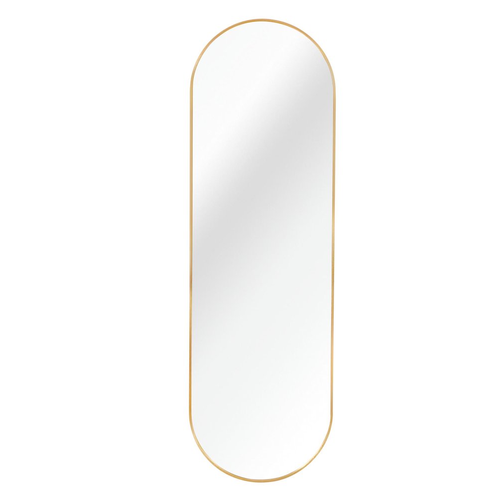 63" Black Aluminum Oval Framed Full Length Hanging Mirror