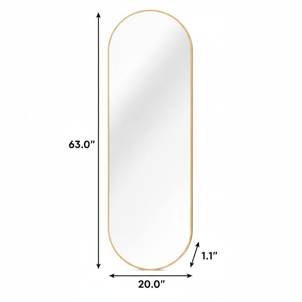 63" Black Aluminum Oval Framed Full Length Hanging Mirror