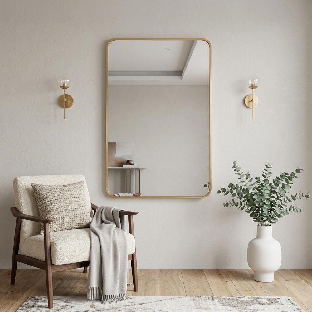 30" Gold Aluminum Framed Bathroom Vanity Mirror