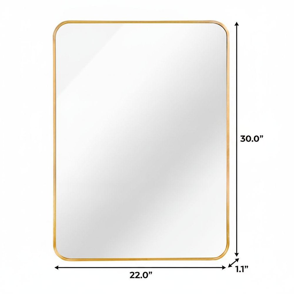 30" Gold Aluminum Framed Bathroom Vanity Mirror