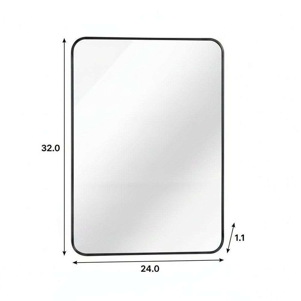 32" Black Aluminum Framed Bathroom Vanity Mirror
