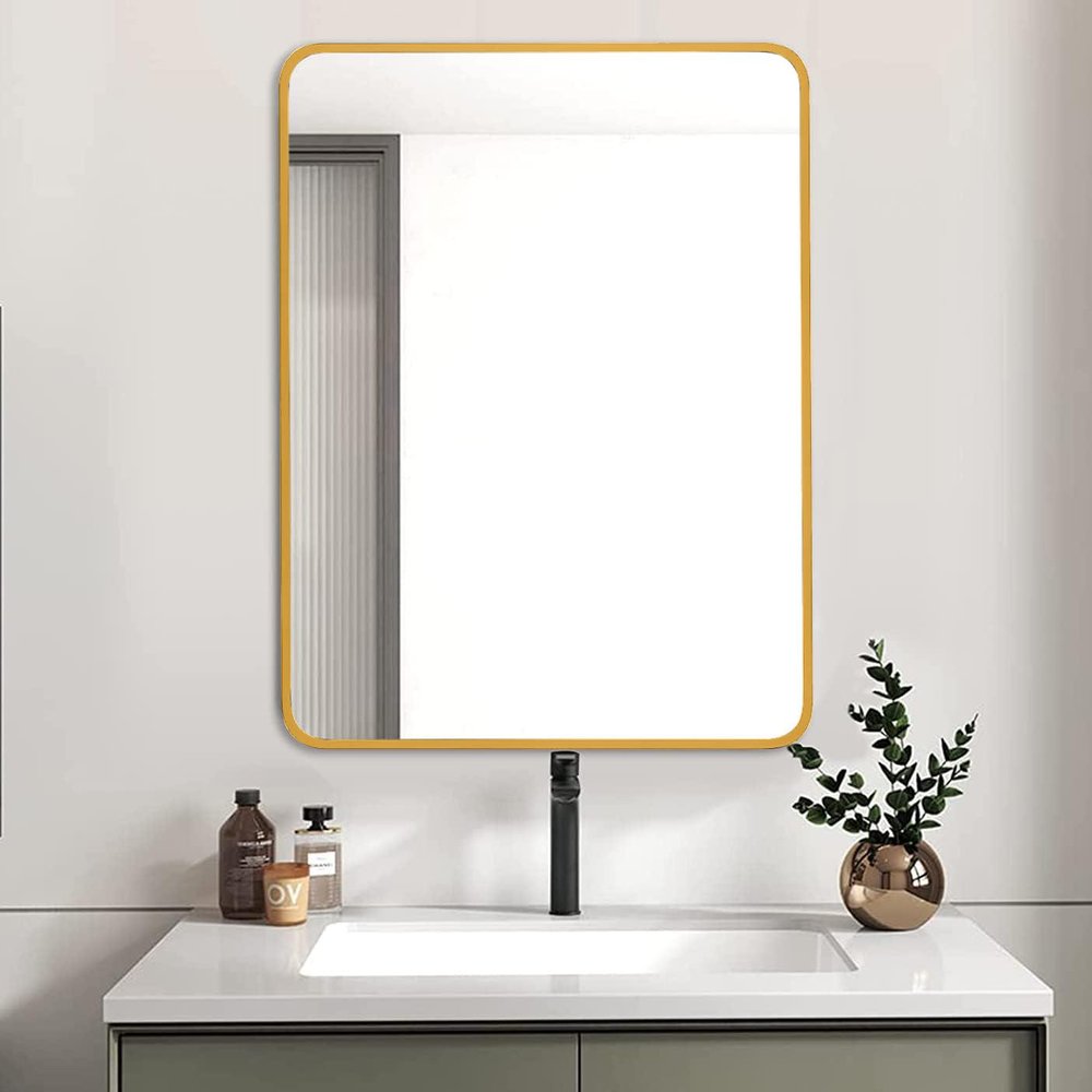 32" Gold Aluminum Framed Bathroom Vanity Mirror