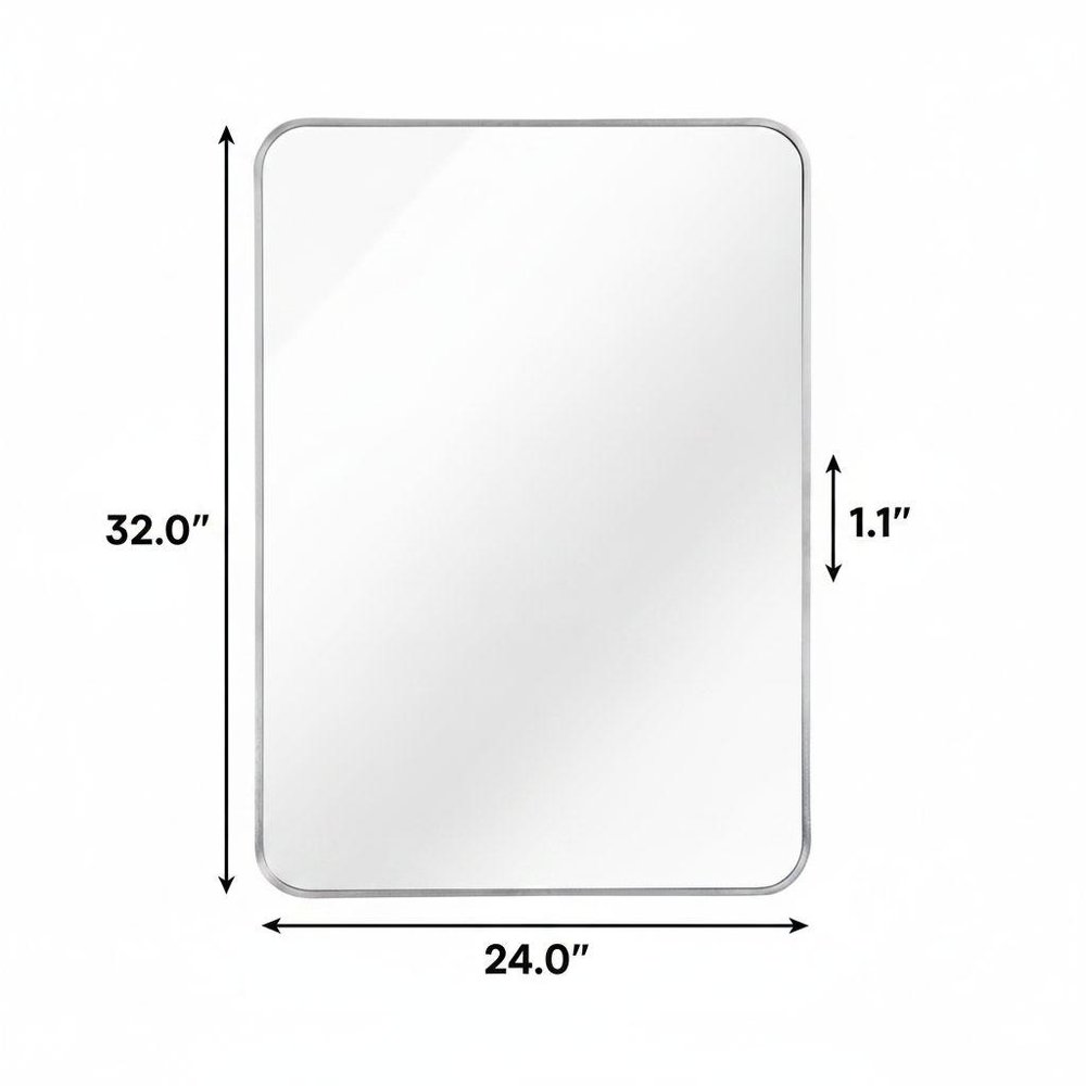 32" Black Aluminum Framed Bathroom Vanity Mirror