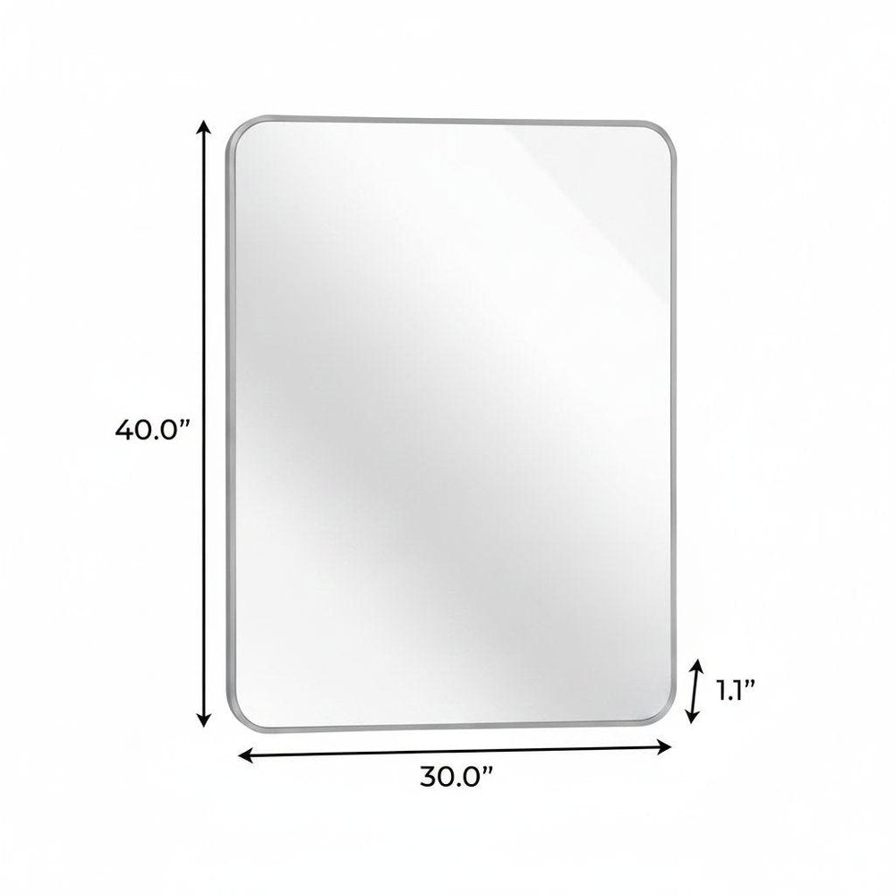 40" Silver Aluminum Framed Bathroom Vanity Mirror