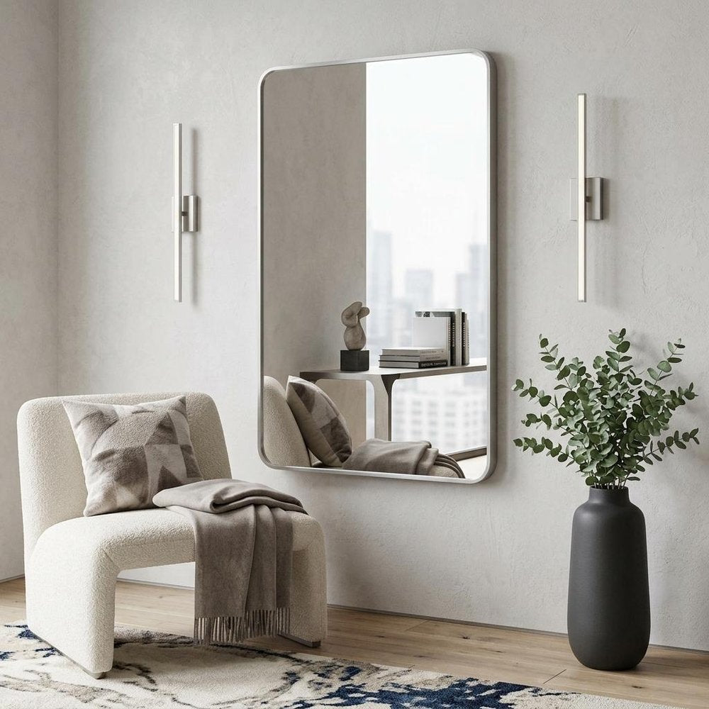 40" Silver Aluminum Framed Bathroom Vanity Mirror