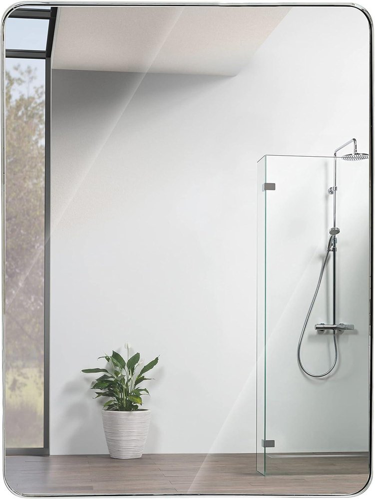 40" Silver Aluminum Framed Bathroom Vanity Mirror