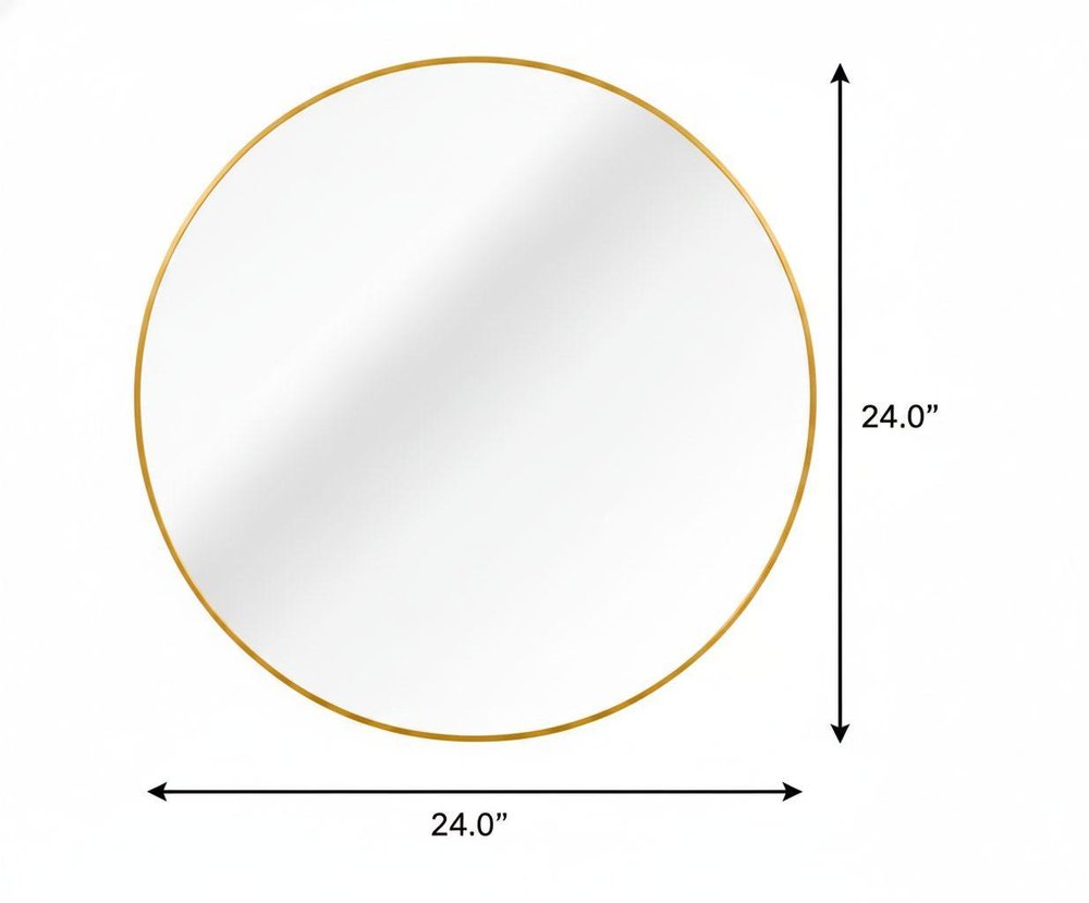24" Gold Aluminum Round Framed Bathroom Vanity Mirror