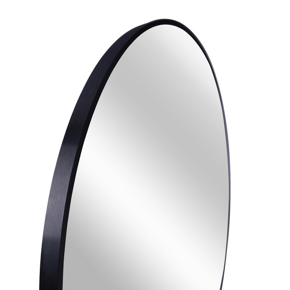 30" Black Aluminum Round Framed Bathroom Vanity Mirror