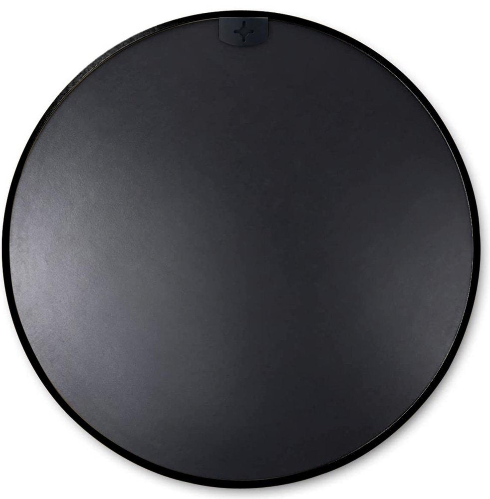 32" Black Aluminum Round Framed Bathroom Vanity Mirror