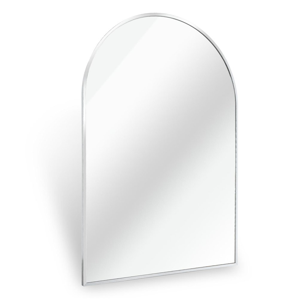 30" Black Aluminum Arch Framed Bathroom Vanity Mirror