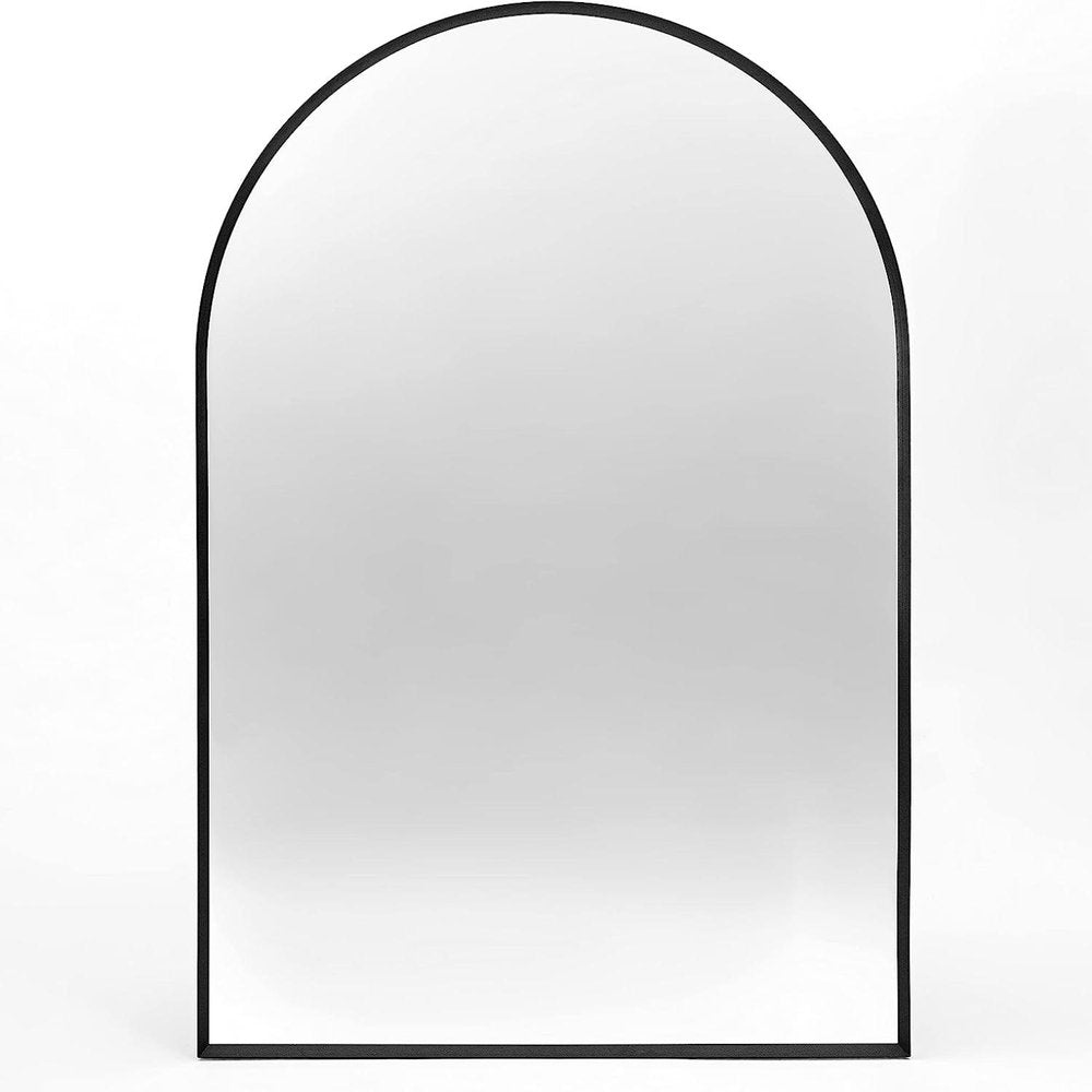 32" Black Aluminum Arch Framed Bathroom Vanity Mirror