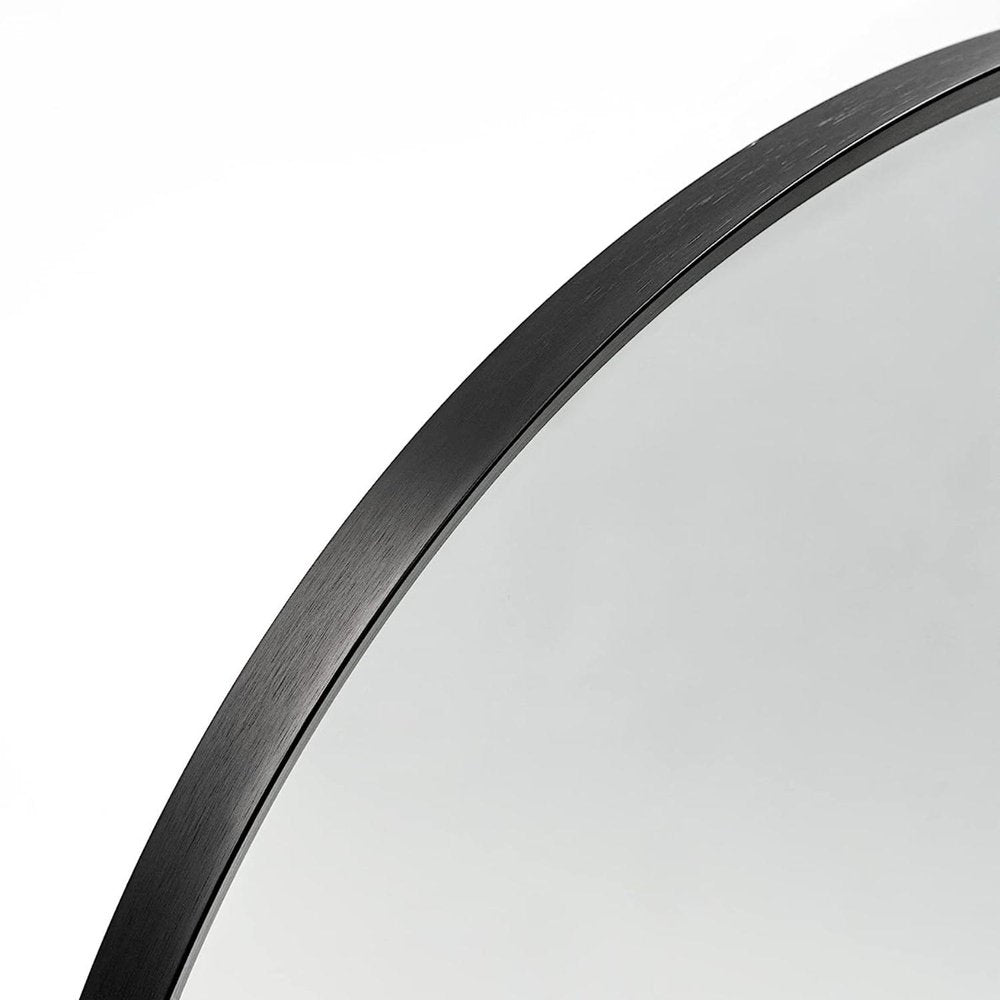 32" Black Aluminum Arch Framed Bathroom Vanity Mirror
