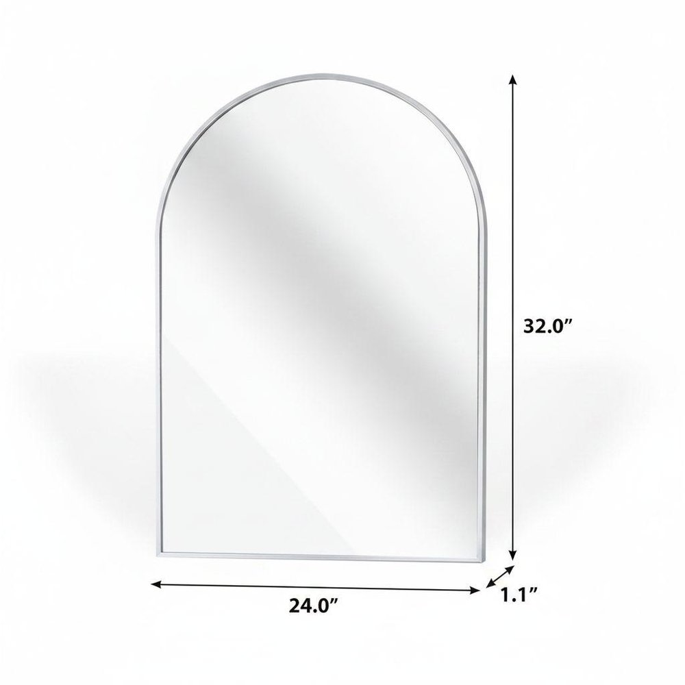 32" Black Aluminum Arch Framed Bathroom Vanity Mirror