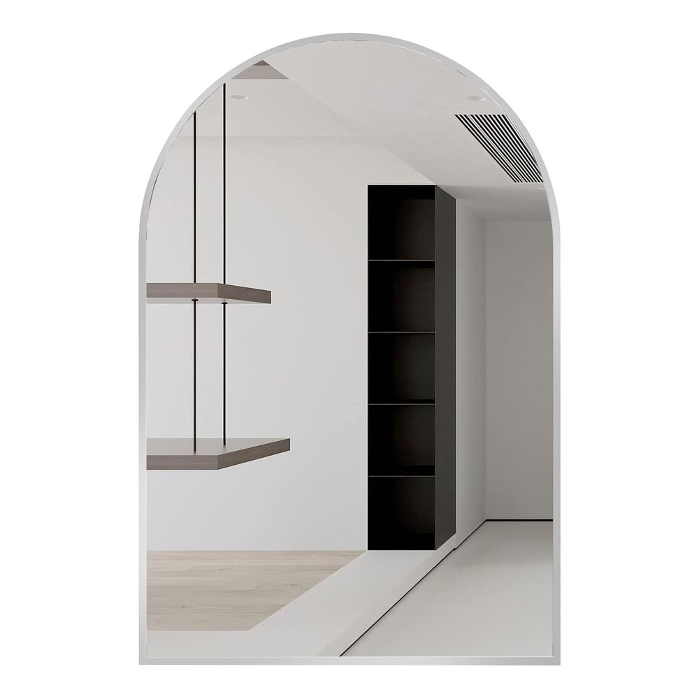32" Black Aluminum Arch Framed Bathroom Vanity Mirror