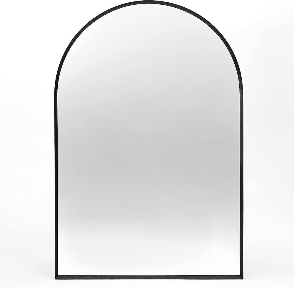 36" Black Aluminum Arch Framed Bathroom Vanity Mirror
