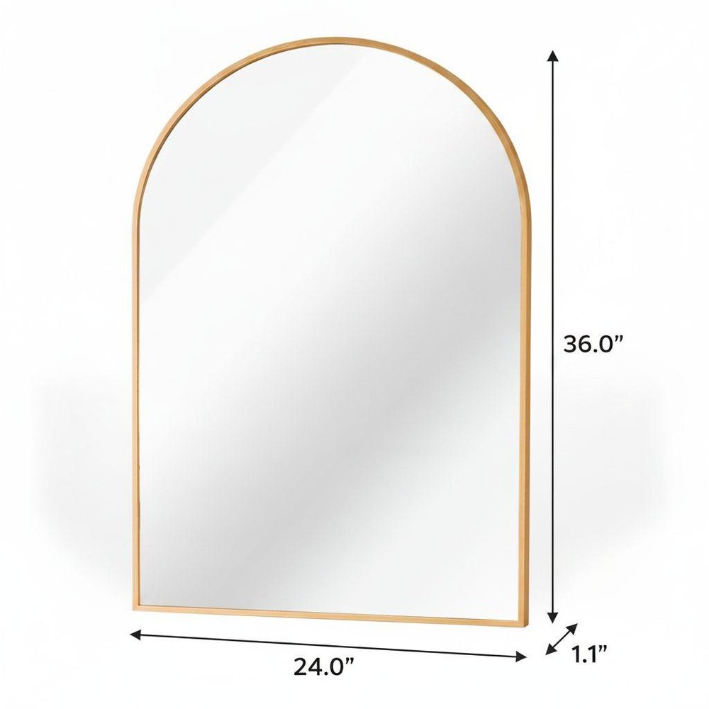 36" Black Aluminum Arch Framed Bathroom Vanity Mirror