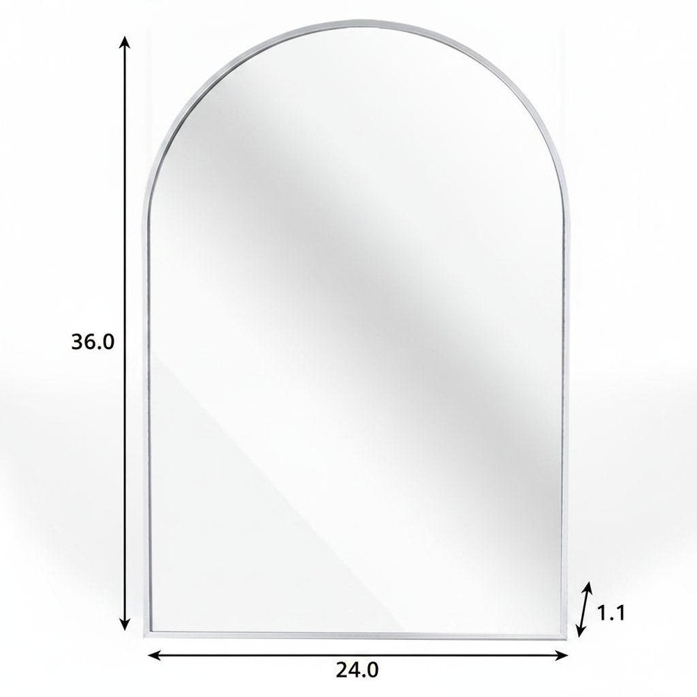 36" Black Aluminum Arch Framed Bathroom Vanity Mirror