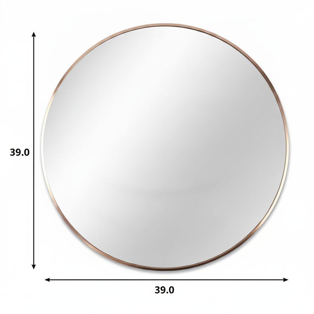 39" Gold Aluminum Round Framed Bathroom Vanity Mirror
