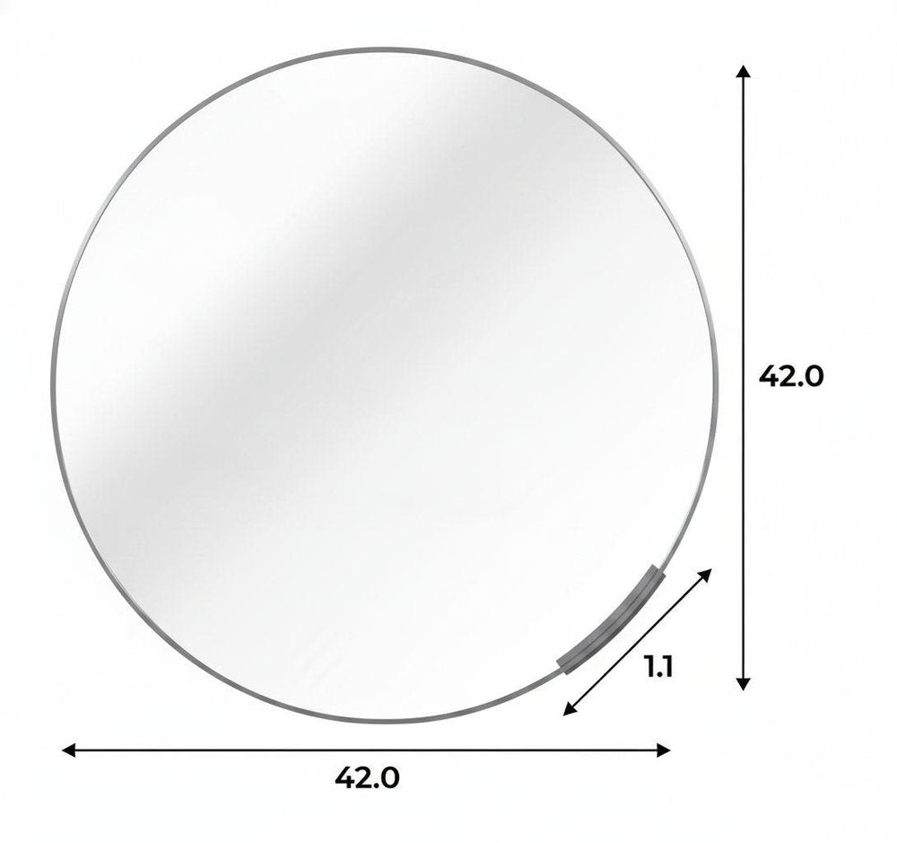42" Silver Aluminum Round Framed Bathroom Vanity Mirror
