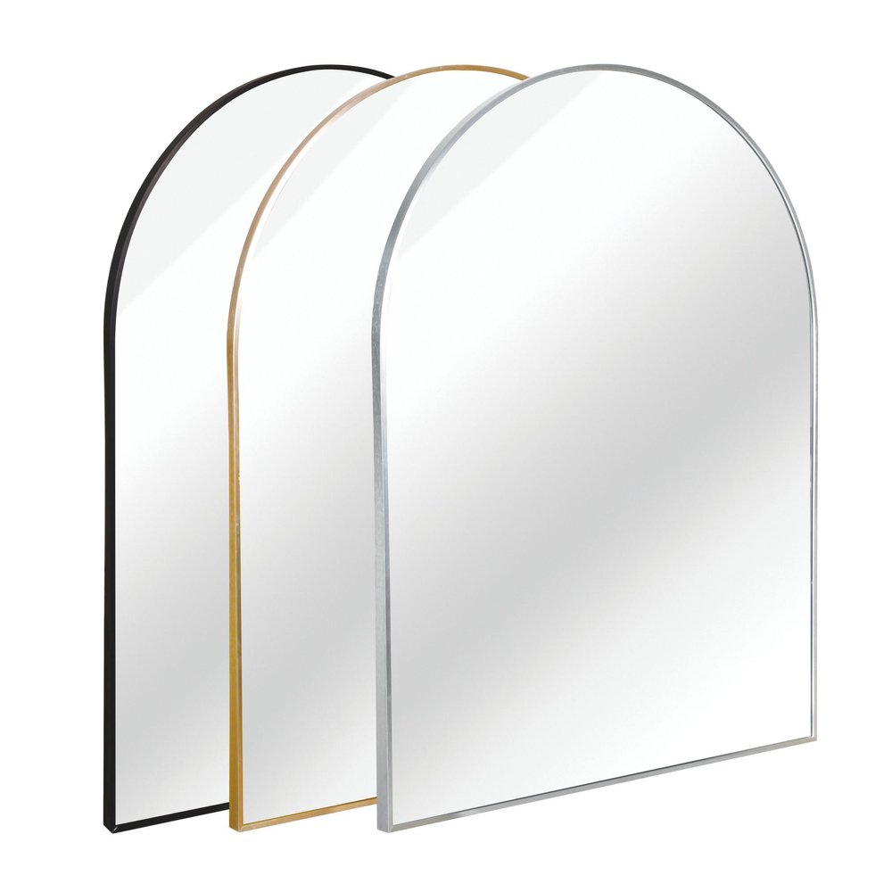 40" Black Aluminum Arch Framed Bathroom Vanity Mirror