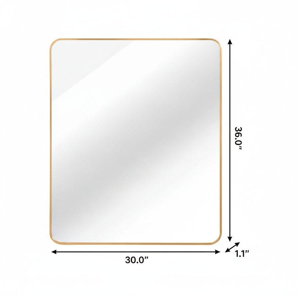 36" Black Aluminum Framed Bathroom Vanity Mirror