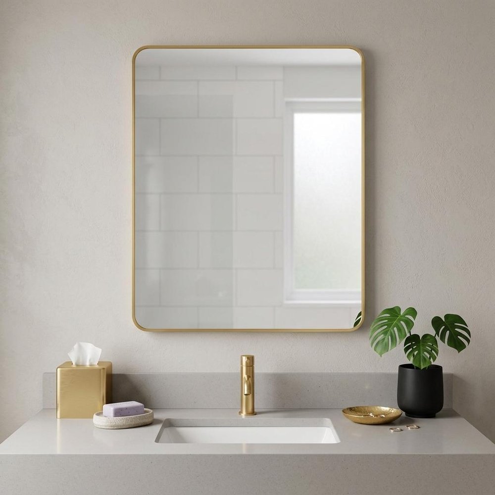 36" Black Aluminum Framed Bathroom Vanity Mirror