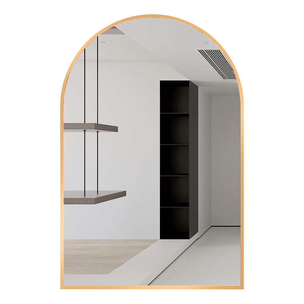 32" Black Aluminum Arch Framed Bathroom Vanity Mirror