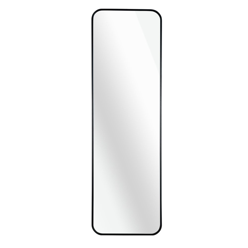 47" Black Aluminum Wall Mounted And Over The Door Framed Full Length Hanging Mirror