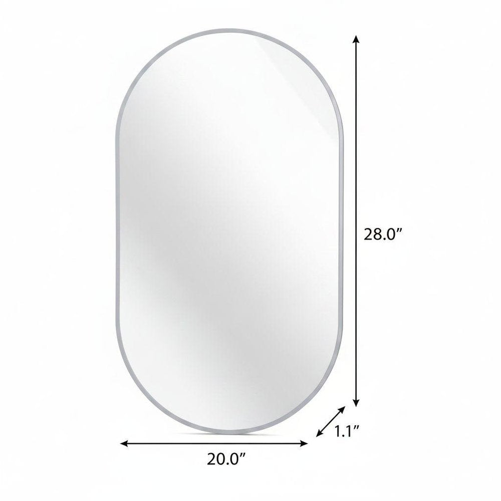 28" Black Aluminum Oval Framed Accent Mirror